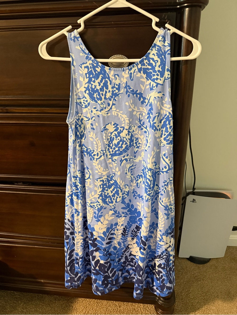 Lilly Pulitzer Blue and White Floral Midi Dress